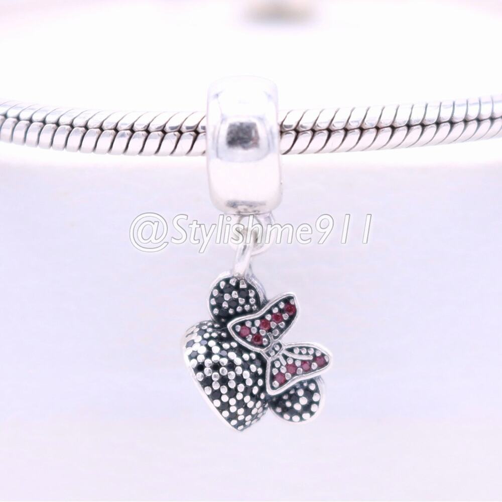 Authentic Pandora Disney Parks Pavé Minnie Mouse Ear Hat Charm